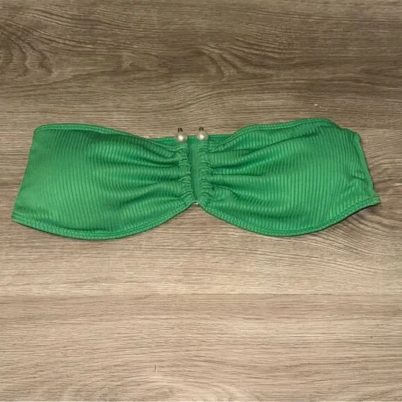 Kelly Green Bandeau Bikini Set with Pearl Accent - Picture 3 of 7